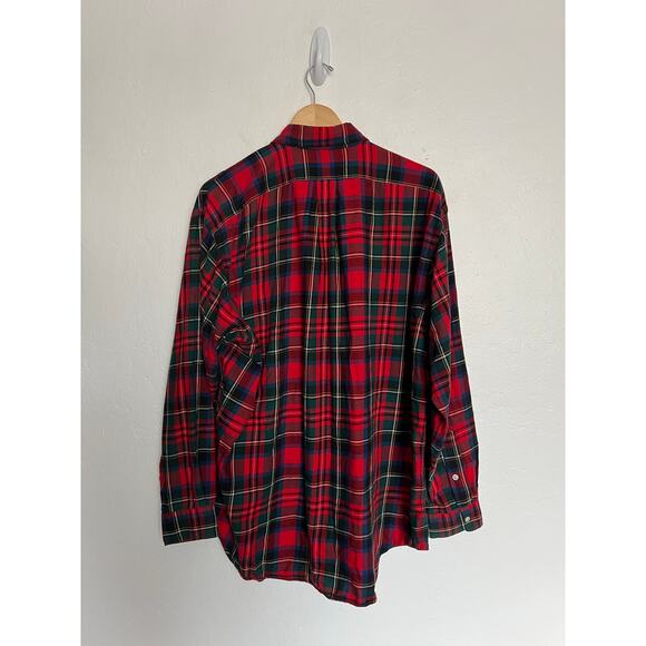 Ralph Lauren Shirt Mens Large Button Down Tartan Plaid Red Blake Holiday Pony - Picture 2 of 4